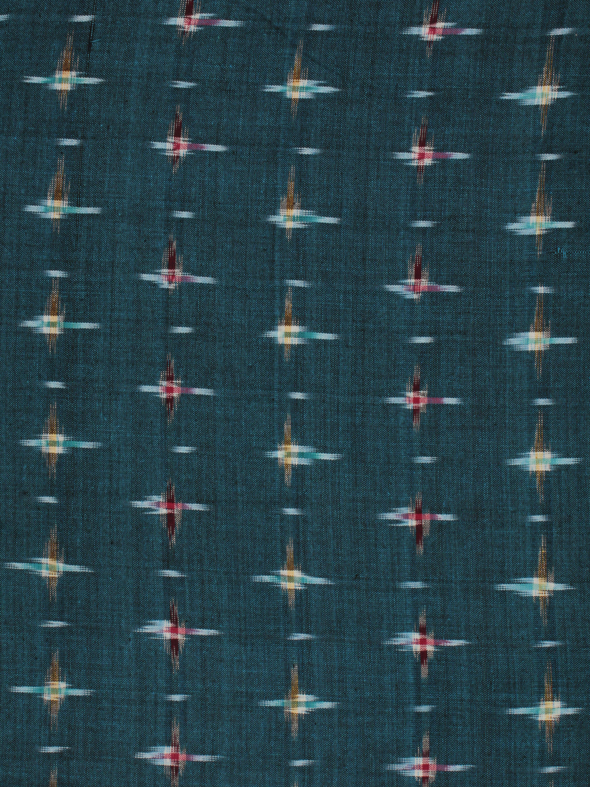 Turquoise Maroon Mustard Ivory Pochampally Hand Weaved Double Ikat Fabric Per Meter - F002F801