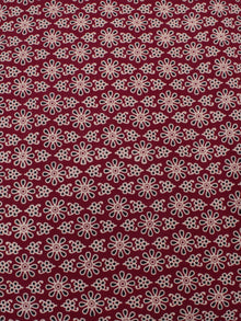 Red Ivory Black Ajrakh Block Printed Cotton Fabric Per Meter - F0916680