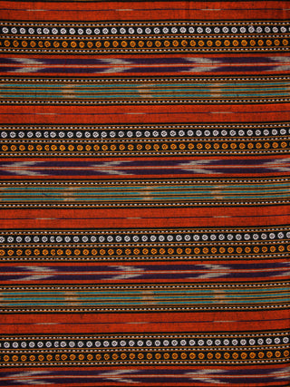 Red Black Grey White Hand Woven Double Ikat Handloom Cotton Fabric Per Meter - F002F1954
