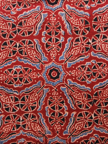 Rust Blue Black Ajrakh Hand Block Printed Cotton Fabric Per Meter - F003F1582