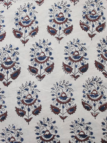 Beige Indigo Brown Black Hand Block Printed Cotton Fabric Per Meter - F001F1338