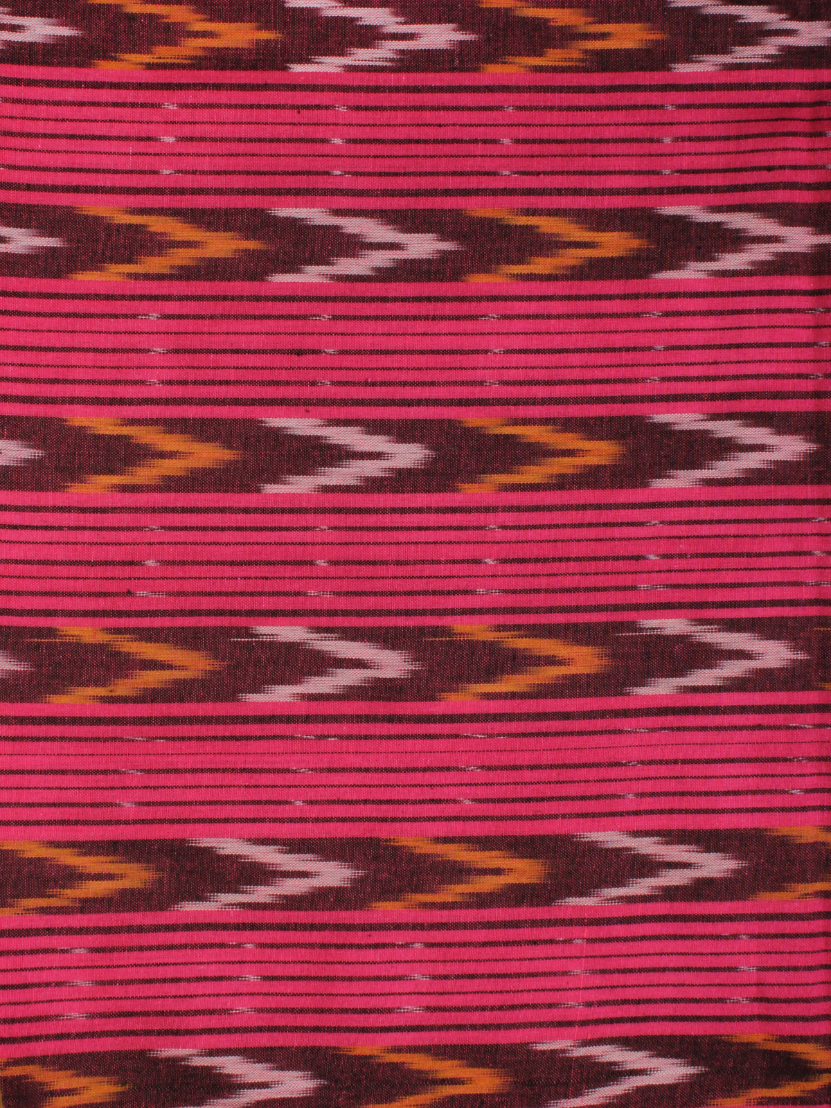 Pink Brown Mustard Hand Woven Double Ikat Handloom Cotton Fabric Per Meter - F002F2211
