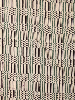 OffWhite Black Green Hand Block Printed Cotton Fabric Per Meter - F001F2445