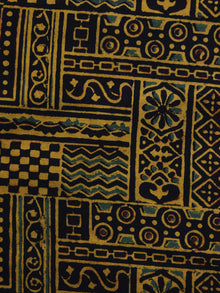 Yellow Black Ajrakh Hand Block Printed Cotton Blouse Fabric - BPA008