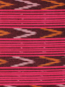 Pink Brown Mustard Hand Woven Double Ikat Handloom Cotton Fabric Per Meter - F002F2211