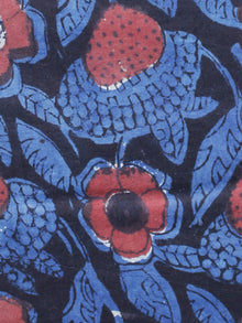 Black Blue Red  Hand Block Printed Cotton Fabric Per Meter - F003F1220