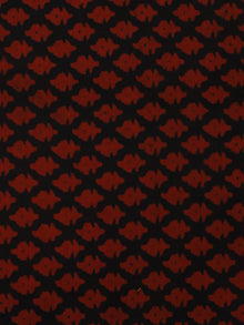 Black Red Hand Block Printed Cotton Cambric Fabric Per Meter - F0916101