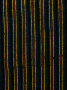 Pine Green Yellow Indigo Ajrakh Hand Block Printed Cotton Blouse Fabric - BPA0150