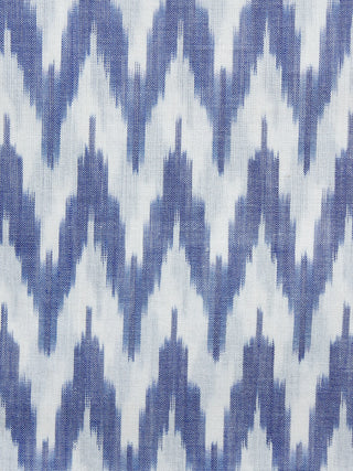 White Steel Blue Hand Weaved Ikat Mercerised  Fabric Per Meter - F002F1409