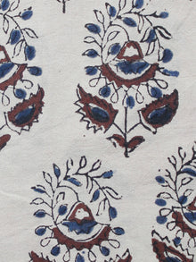 Beige Indigo Brown Black Hand Block Printed Cotton Fabric Per Meter - F001F1338