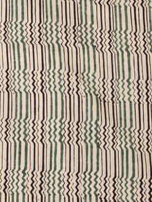 OffWhite Black Green Hand Block Printed Cotton Fabric Per Meter - F001F2445