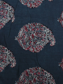 Indigo Maroon Ivory Blue Ajrakh Printed Cotton Fabric Per Meter - F003F869
