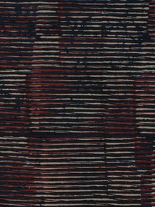 Indigo Red Ivory Hand Block Printed Cotton Fabric Per Meter - F001F2133