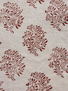 Ivory Maroon Hand Block Printed Cotton Fabric Per Meter - F003F1308