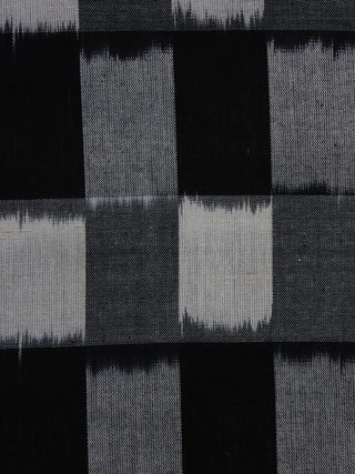 Black Grey Ivory Pochampally Hand Woven Double Ikat Fabric Per Meter - F002F928