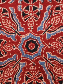 Rust Blue Black Ajrakh Hand Block Printed Cotton Fabric Per Meter - F003F1582