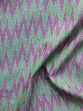 Lavender Green Pochampally Hand Weaved Ikat Mercerised Cotton Fabric Per Meter - F002F1027