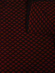 Black Red Hand Block Printed Cotton Cambric Fabric Per Meter - F0916101