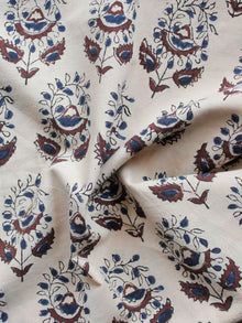 Beige Indigo Brown Black Hand Block Printed Cotton Fabric Per Meter - F001F1338