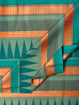 Green Orange Gold Hand Block Printed Cotton Fabric Per Meter - F001F1998