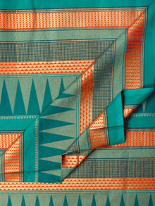 Green Orange Gold Hand Block Printed Cotton Fabric Per Meter - F001F1998