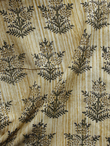 Beige Ivory Green Hand Block Printed Cotton Fabric Per Meter - F001F900