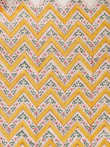 Yellow Green Pink Hand Block Printed Cotton Fabric Per Meter - F001F2301