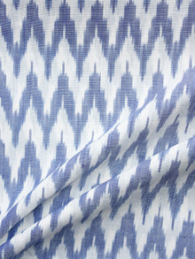 White Steel Blue Hand Weaved Ikat Mercerised  Fabric Per Meter - F002F1409