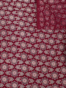 Red Ivory Black Ajrakh Block Printed Cotton Fabric Per Meter - F0916680