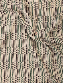 OffWhite Black Green Hand Block Printed Cotton Fabric Per Meter - F001F2445