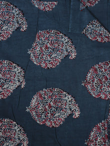 Indigo Maroon Ivory Blue Ajrakh Printed Cotton Fabric Per Meter - F003F869
