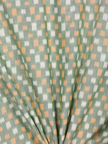 Green Orange White Pochampally Hand Weaved Ikat Mercerised Cotton Fabric Per Meter - F002F1742