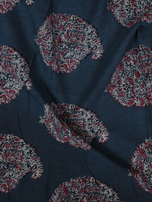 Indigo Maroon Ivory Blue Ajrakh Printed Cotton Fabric Per Meter - F003F869
