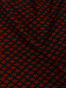 Black Red Hand Block Printed Cotton Cambric Fabric Per Meter - F0916101