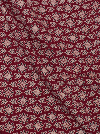 Red Ivory Black Ajrakh Block Printed Cotton Fabric Per Meter - F0916680