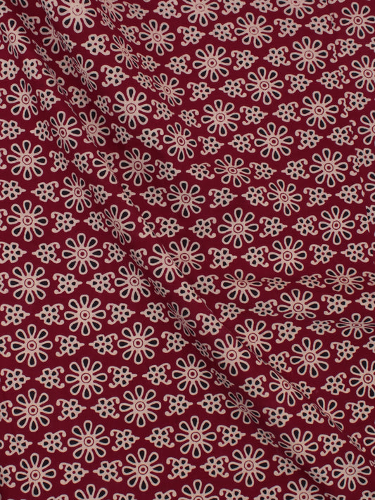 Red Ivory Black Ajrakh Block Printed Cotton Fabric Per Meter - F0916680