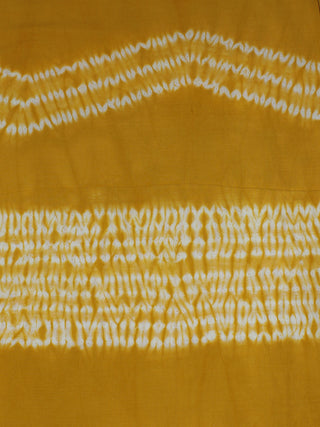 Yellow White Hand Block Printed Shibori Cotton Cambric Fabric Per Meter - F0916283