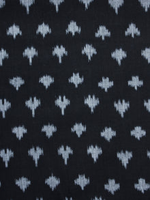 Black Grey Pochampally Hand Weaved Ikat Mercerised Fabric Per Meter - F003F1292
