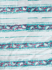 White Green Coral Hand Block Printed Cotton Fabric Per Meter - F001F1910