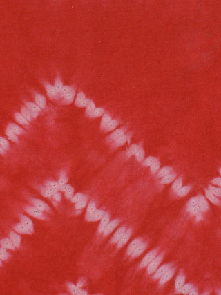 Red White Hand Block Printed Shibori Cotton Cambric Fabric Per Meter - F0916288