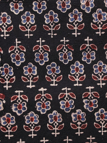 Black Blue Maroon Ajrakh Hand Block Printed Cotton Blouse Fabric - BPA0103