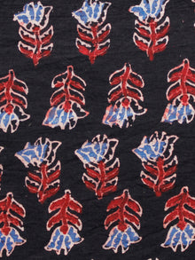 Black Blue Maroon Ivory Ajrakh Hand Block Printed Cotton Fabric Per Meter - F003F1654