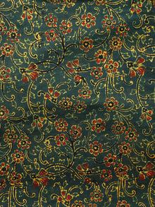 Green Black Maroon Black Ajrakh Hand Block Printed Cotton Fabric Per Meter - F003F1657