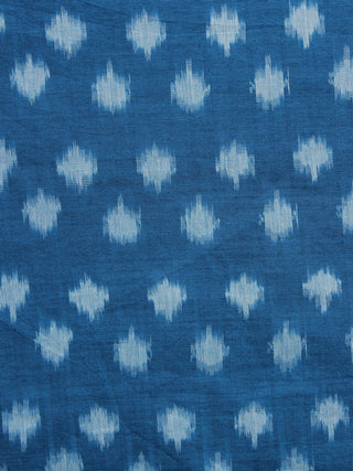 Turquoise Blue Pochampally Hand Weaved Ikat Mercerised Fabric Per Meter - F003F1294