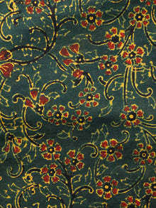 Green Black Maroon Black Ajrakh Hand Block Printed Cotton Fabric Per Meter - F003F1657