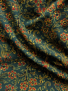 Green Black Maroon Black Ajrakh Hand Block Printed Cotton Fabric Per Meter - F003F1657