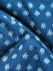 Turquoise Blue Pochampally Hand Weaved Ikat Mercerised Fabric Per Meter - F003F1294