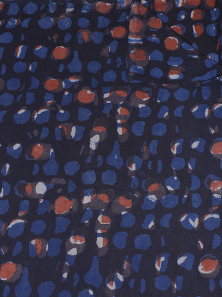 Indigo Red Hand Block Printed Cotton Cambric Fabric Per Meter - F0916374