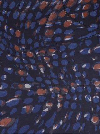 Indigo Red Hand Block Printed Cotton Cambric Fabric Per Meter - F0916374