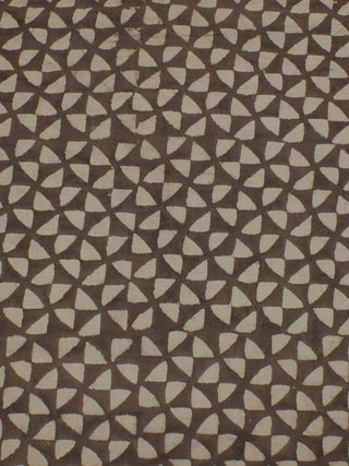 Beige Hand Block Printed Cotton Cambric Fabric Per Meter - F0916382